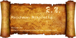 Reichman Nikoletta névjegykártya